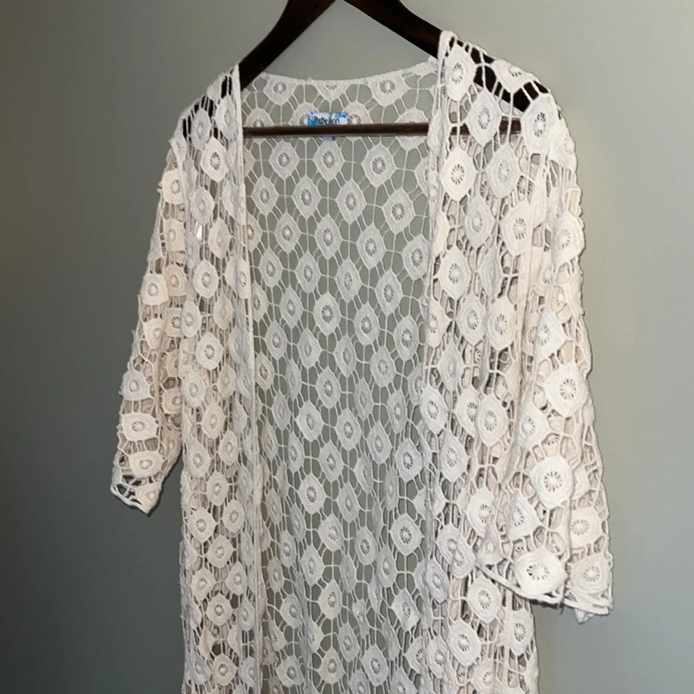 Lace/Woven Cardigan or Beach Coverup - Picture 3 of 6